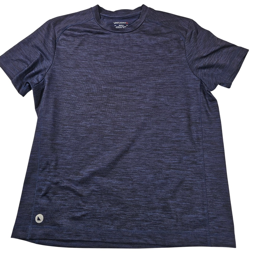 UNTUCKit Mens Small Navy Blue Heathered Space Dye Performance T-Shirt Stretch